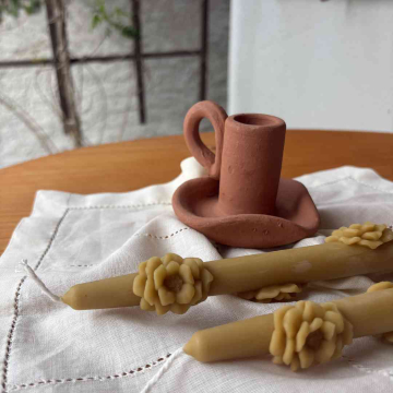 Castiçal Coração de Cerâmica