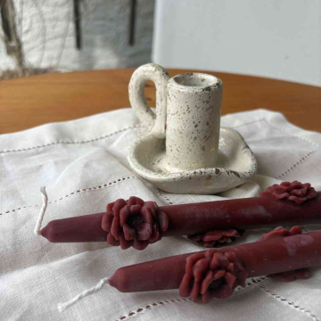 Castiçal Coração de Cerâmica