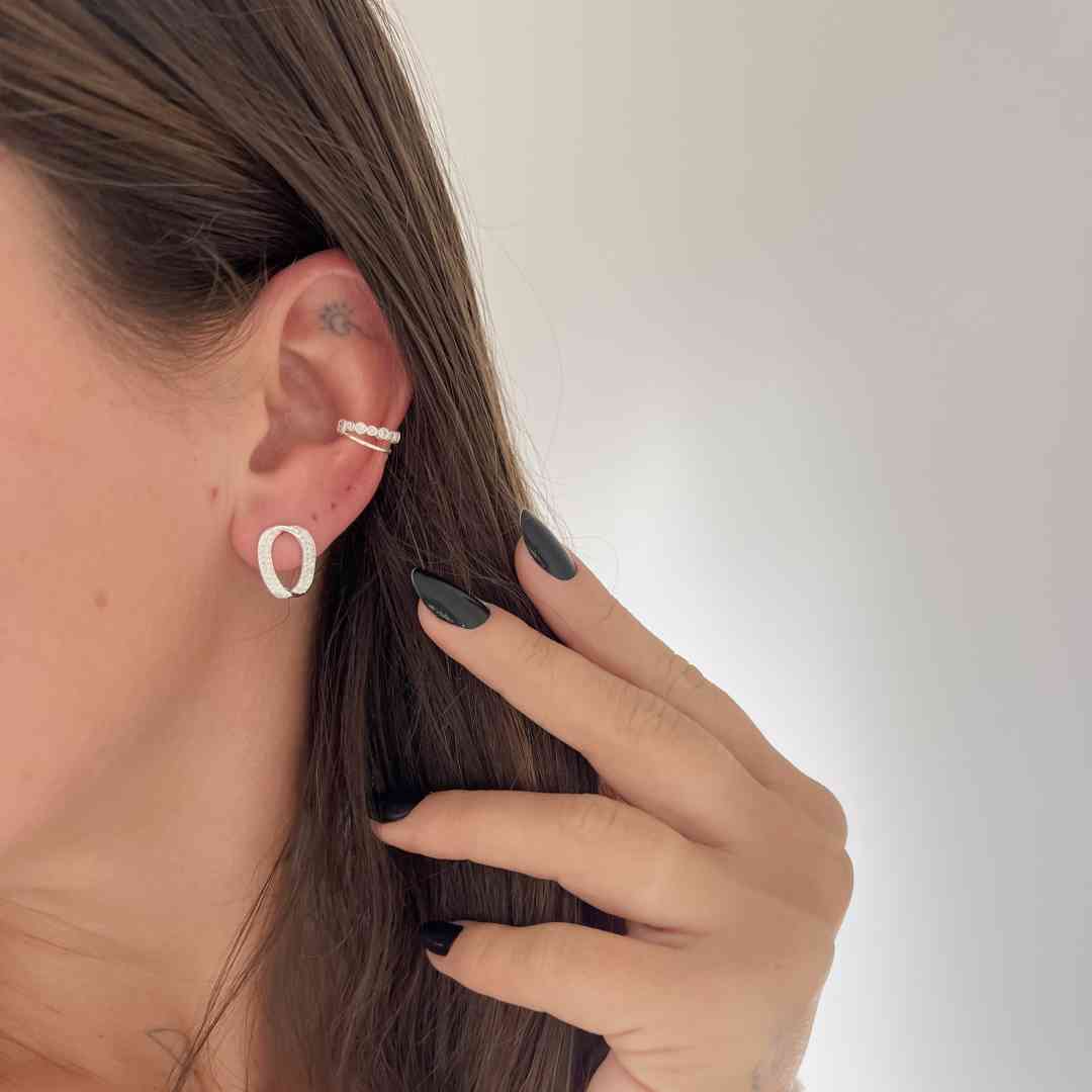 Piercing Fake Duplo Liso e Pedras