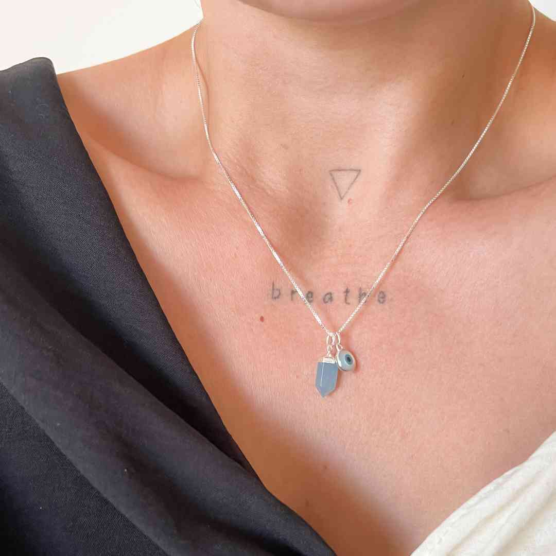 Colar Patuá Ágatha Azul/Olho Grego