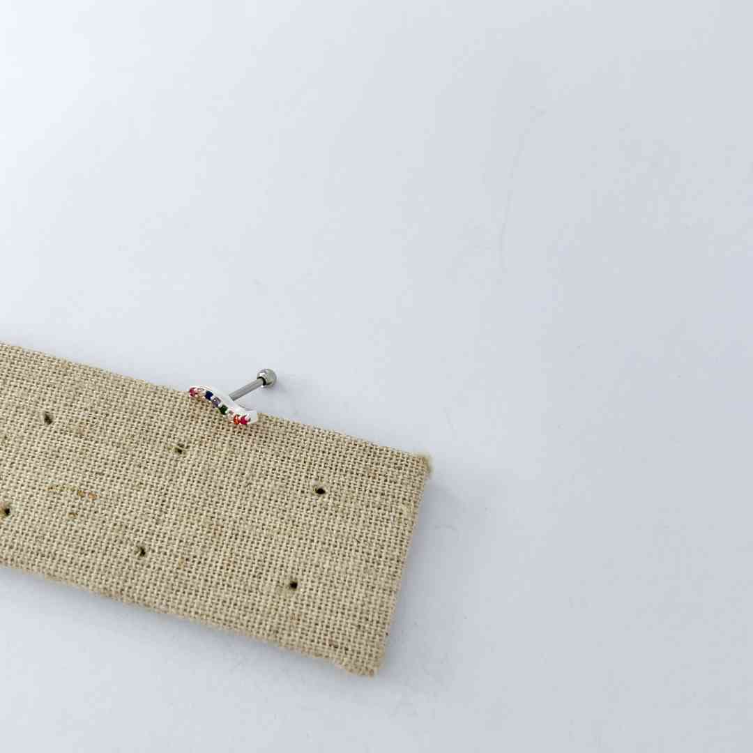 Piercing Haste Reta Ondulado Pedras Coloridas