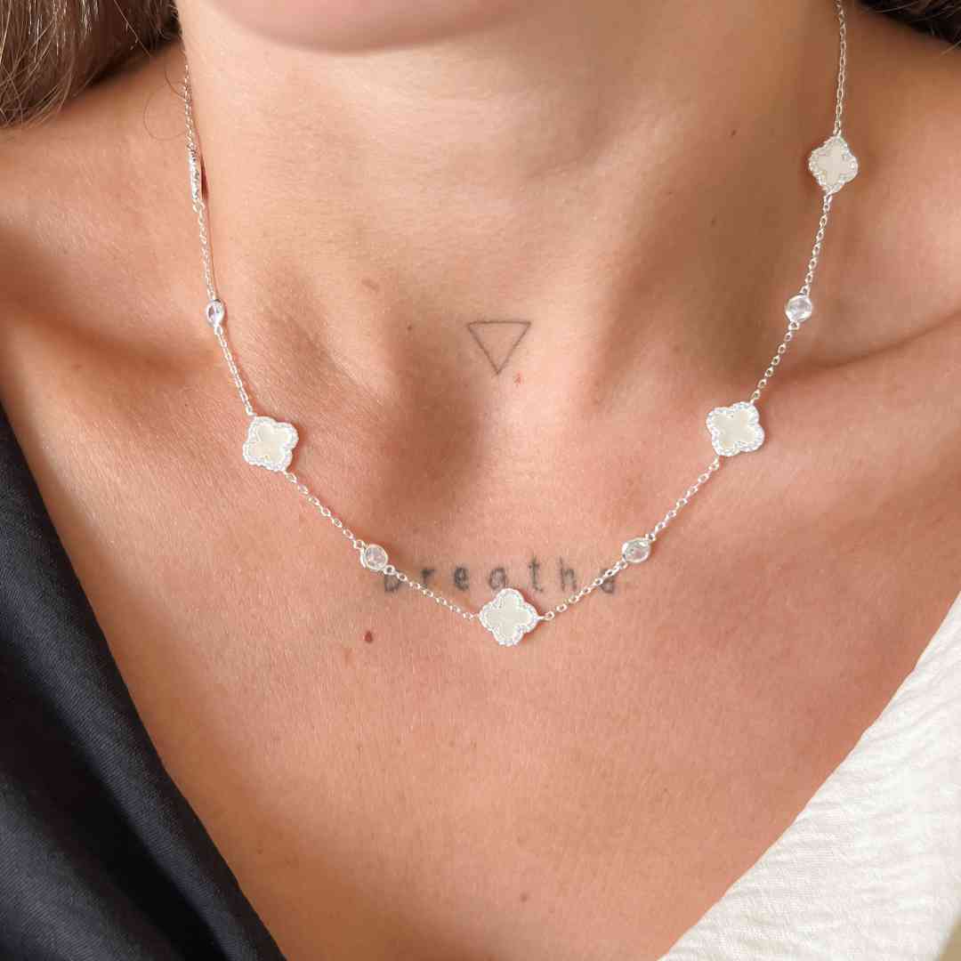 Colar Trevo e Zircônia