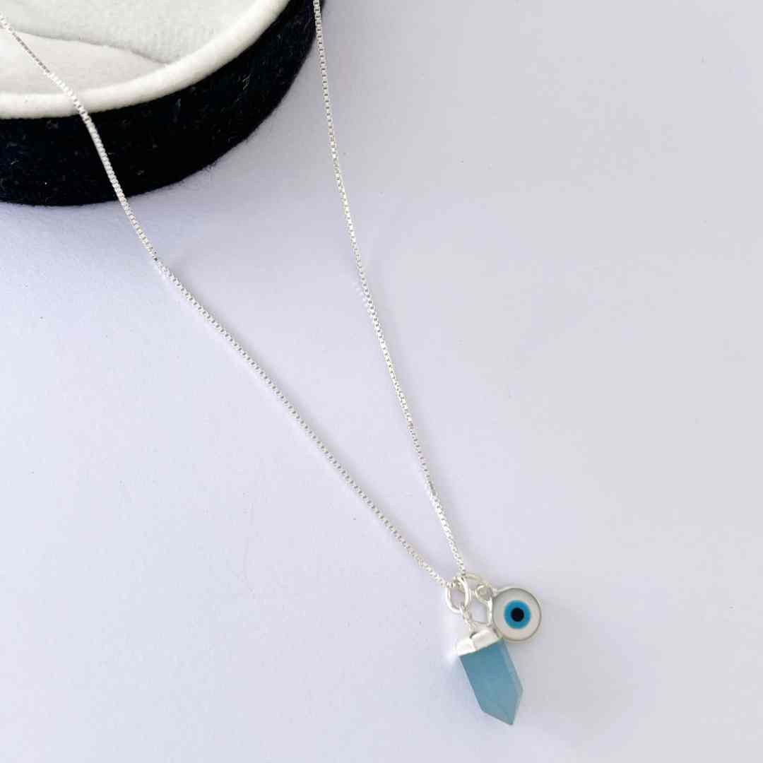 Colar Patuá Ágatha Azul/Olho Grego