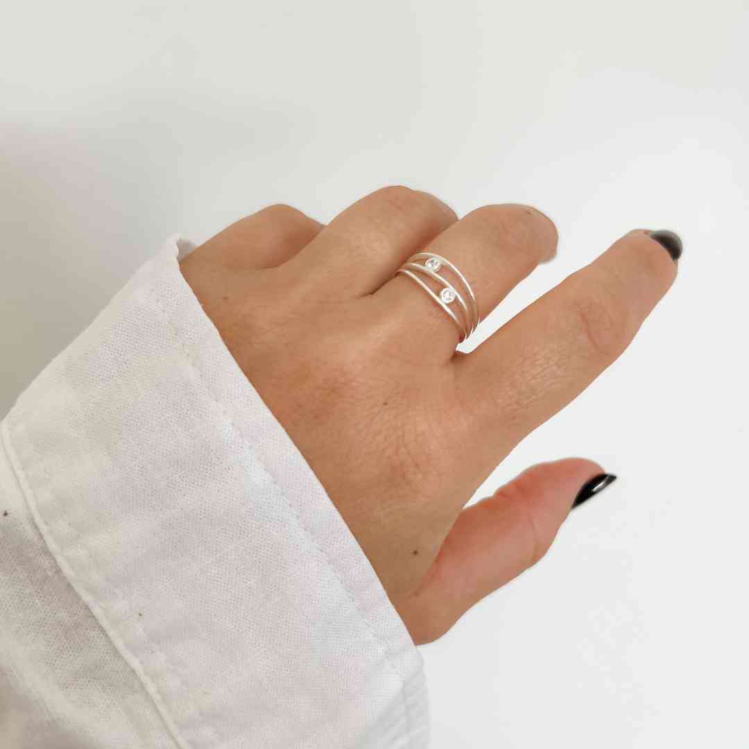 Anel Aro duplo 2 zircônias