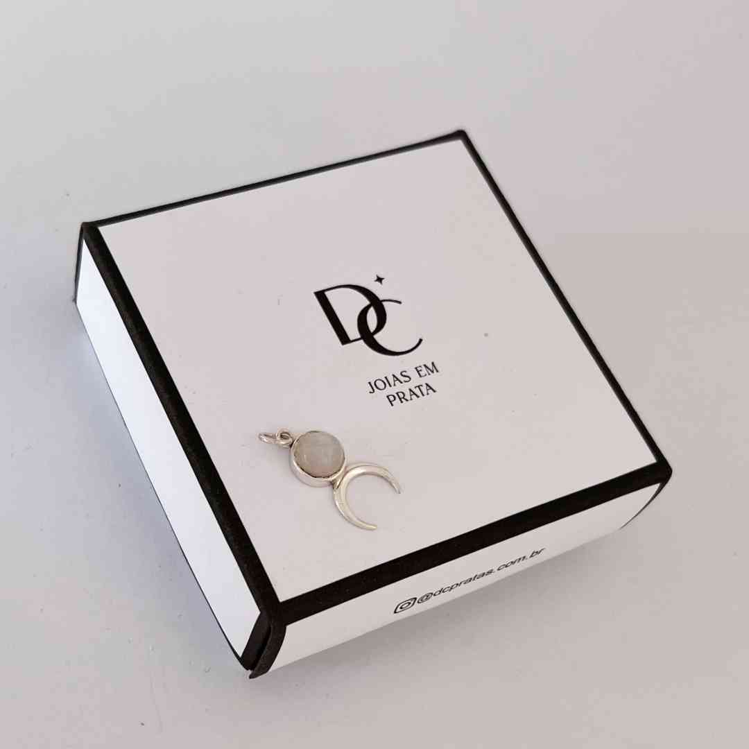 Pingente meia lua com cristal