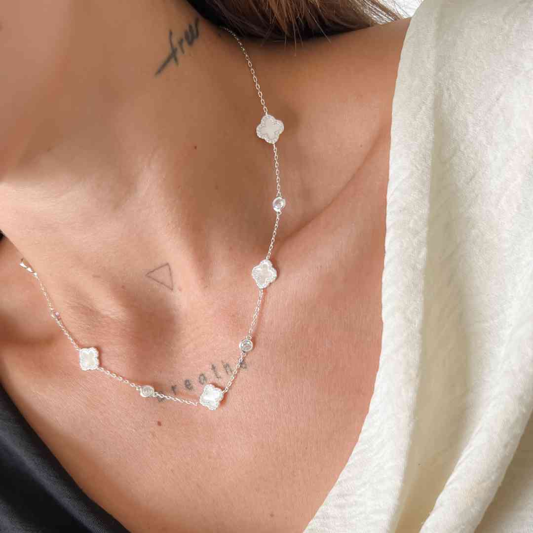 Colar Trevo e Zircônia