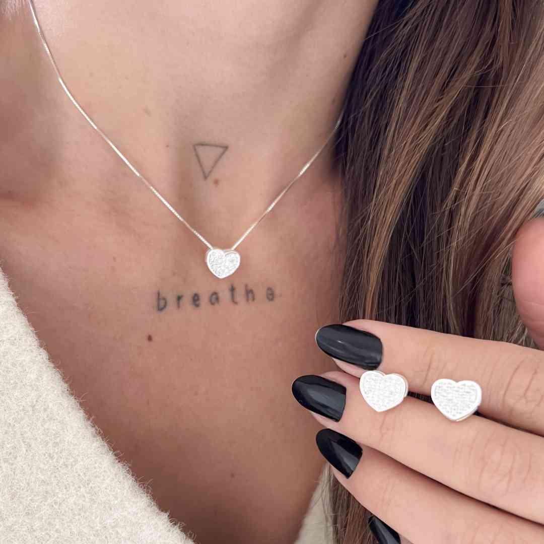 Conjunto Cora&ccedil;&atilde;o Cravejado