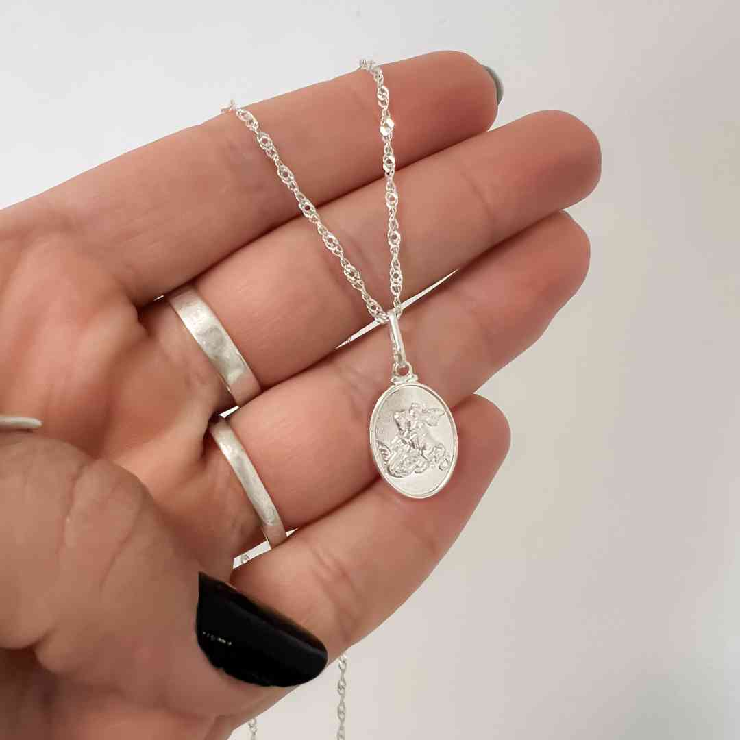 Pingente Medalha Oval São Jorge