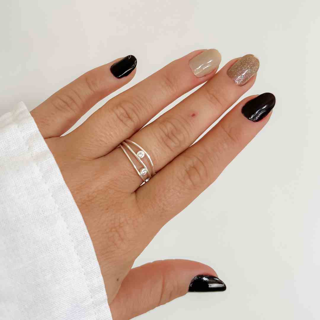 Anel Aro duplo 2 zircônias