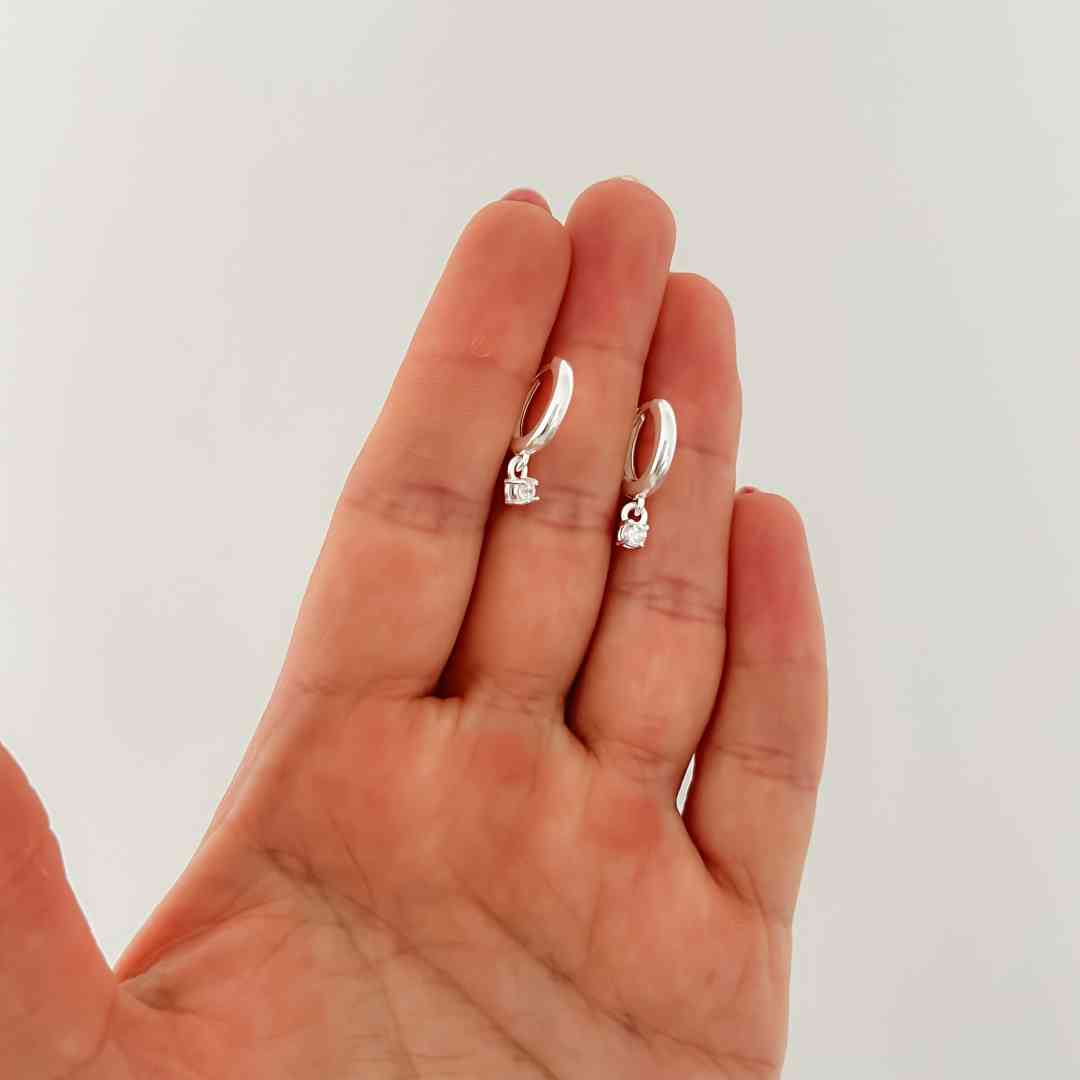 Brinco Argola Clic Pingente Pedra