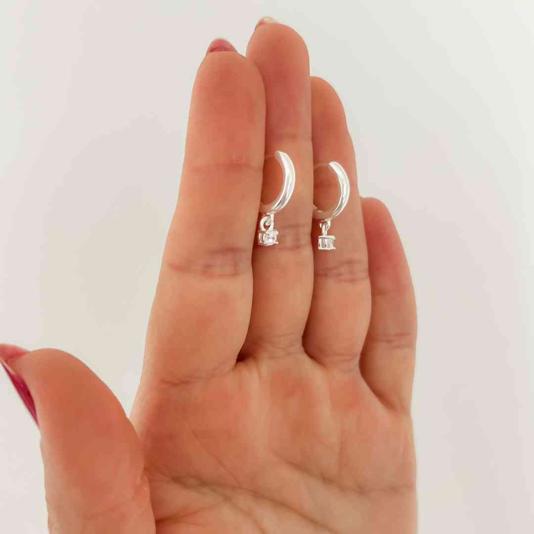 Brinco Argola Clic Pingente Pedra