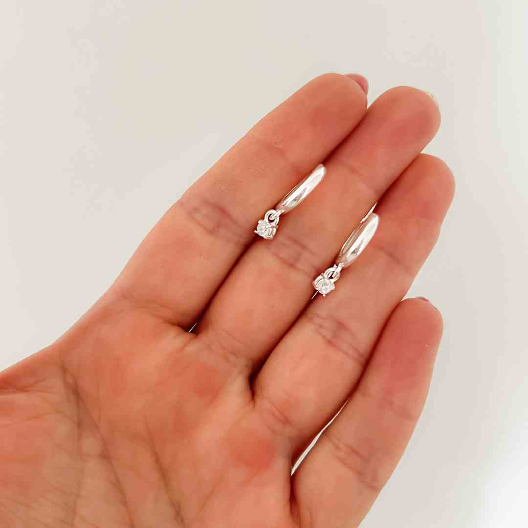 Brinco Argola Clic Pingente Pedra