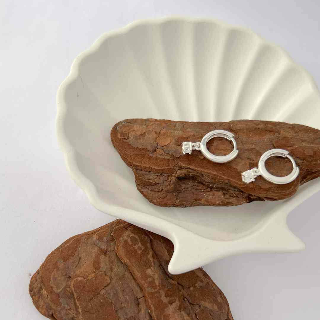 Brinco Argola Clic Pingente Pedra