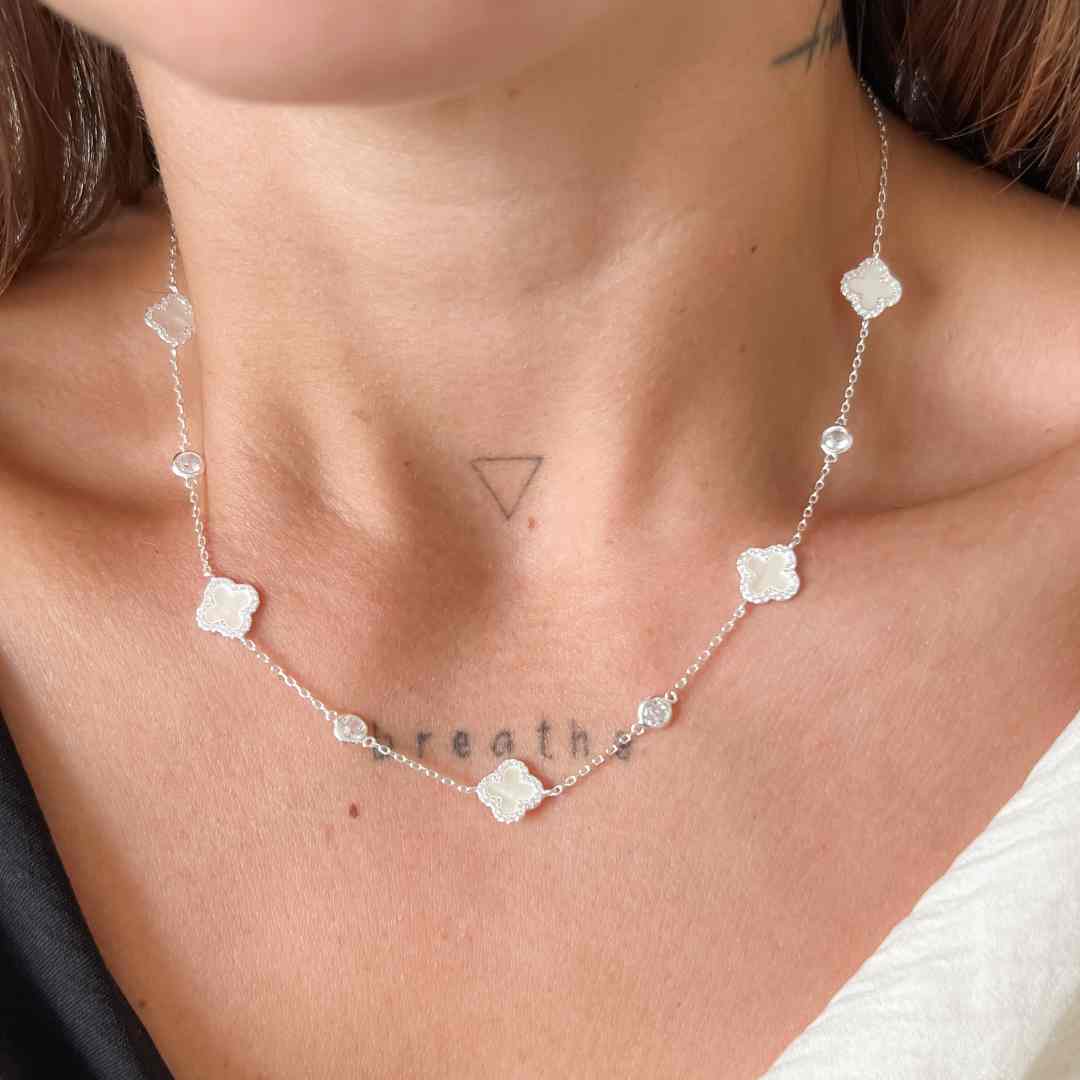 Colar Trevo e Zircônia