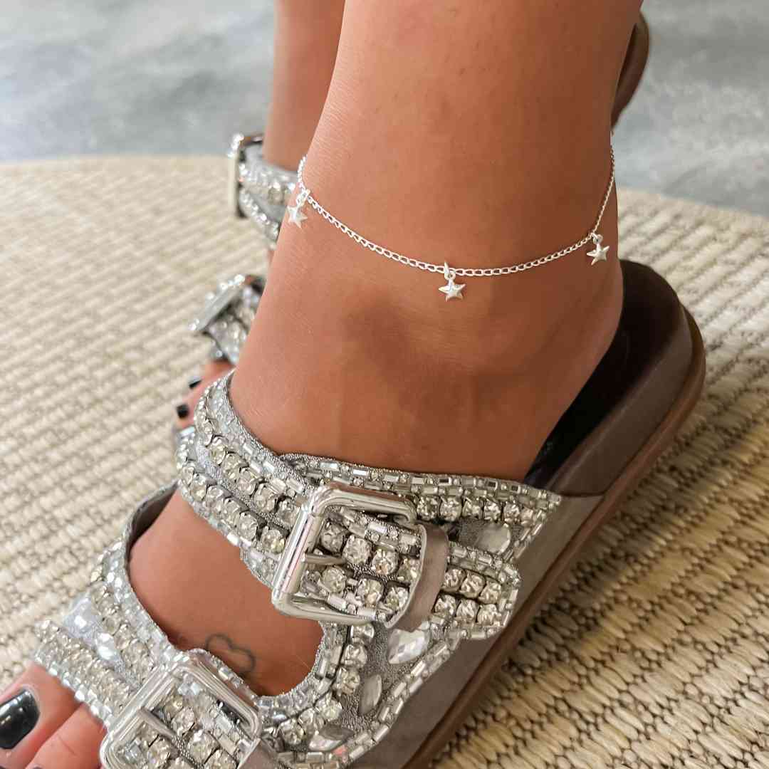 Tornozeleira 5 Pingentes Estrelas 