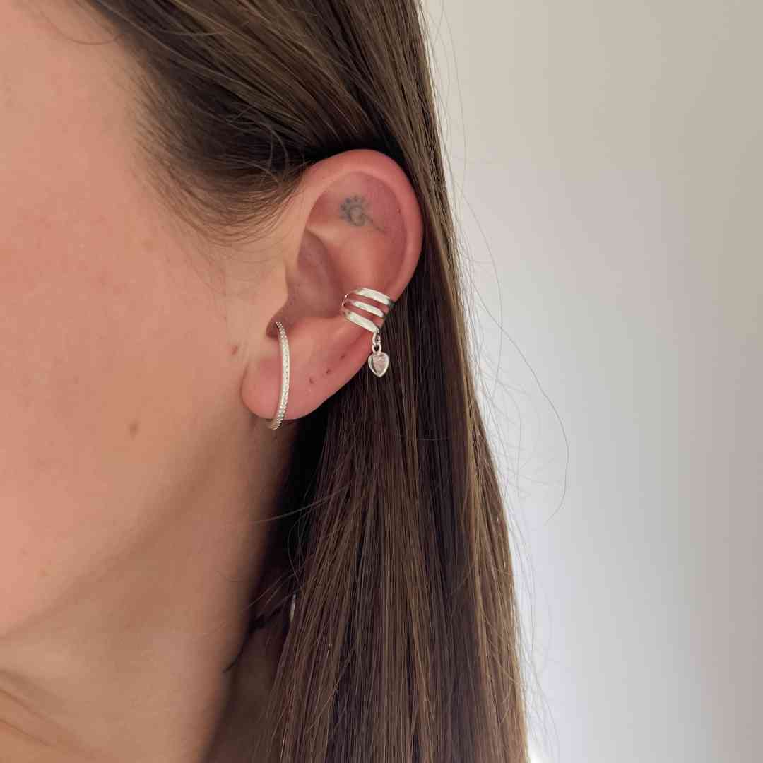 Piercing Fake Triplo com Pingente Coração