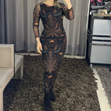 Vestido em tule estampado SLIN 