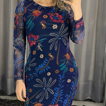 Vestido em tule estampado PLUS