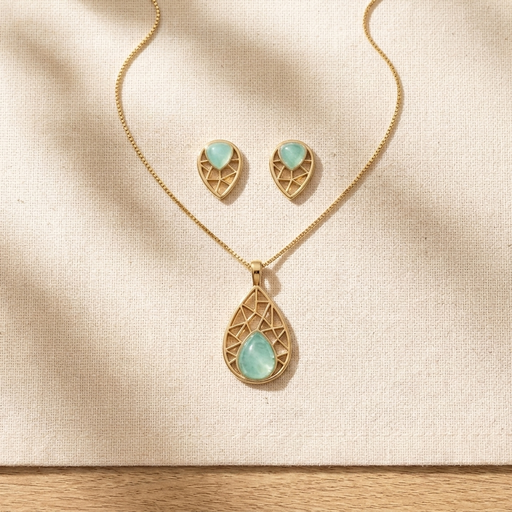 CONJUNTO FOLHEADO A OURO CJ090.D