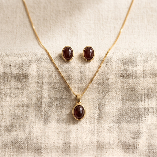 CONJUNTO OVAL PEDRA NATURAL