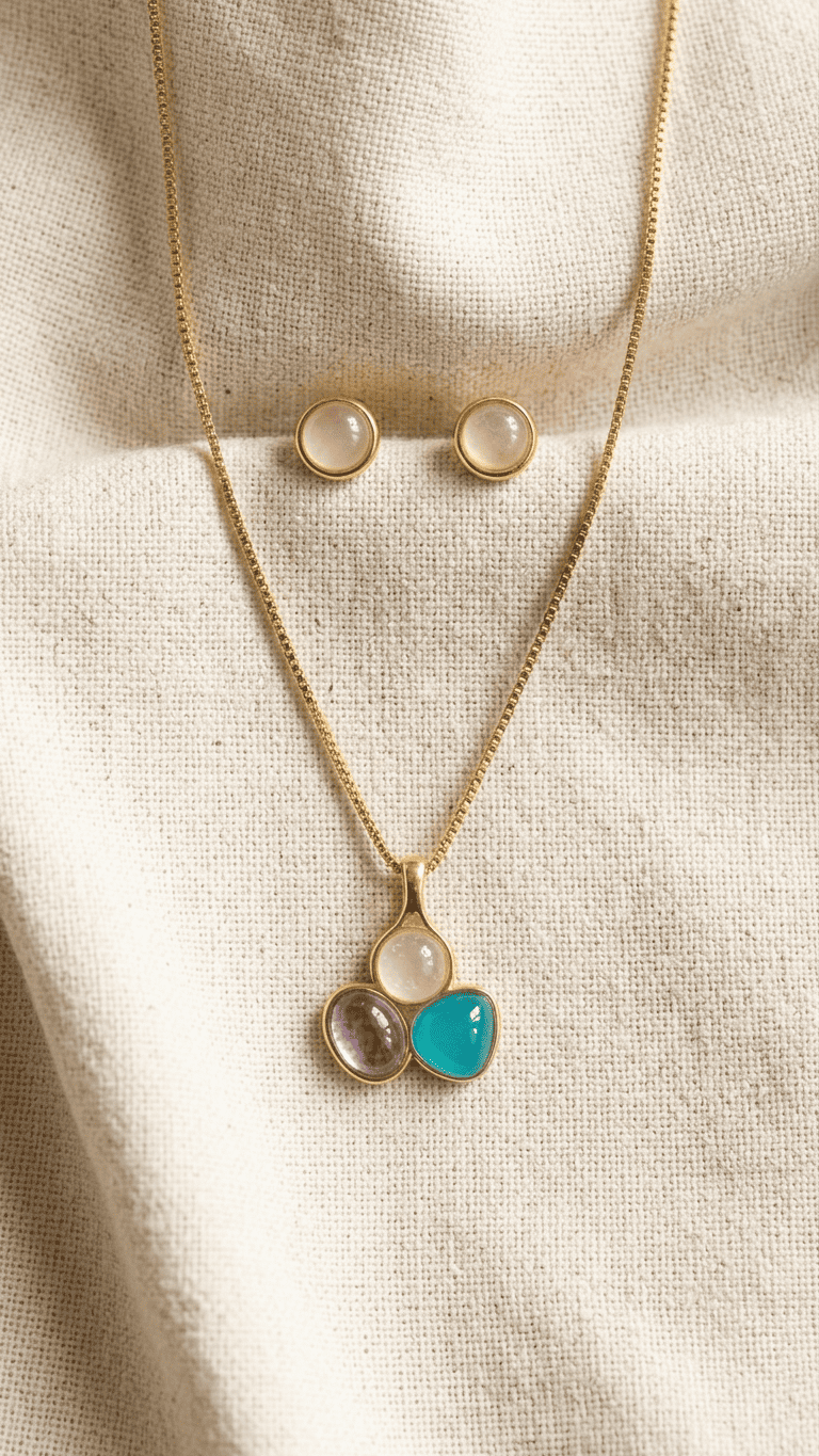 CONJUNTO FO COLAR  TRES PEDRAS NATURAIS 