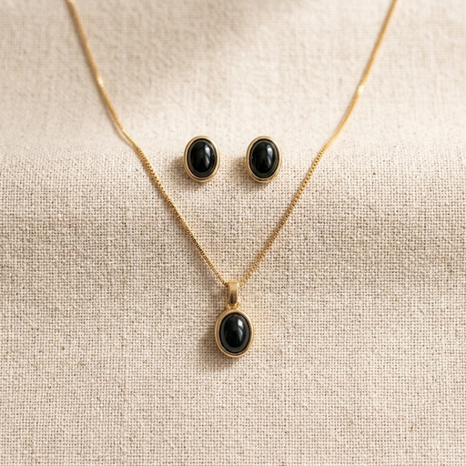 CONJUNTO OVAL PEDRA NATURAL