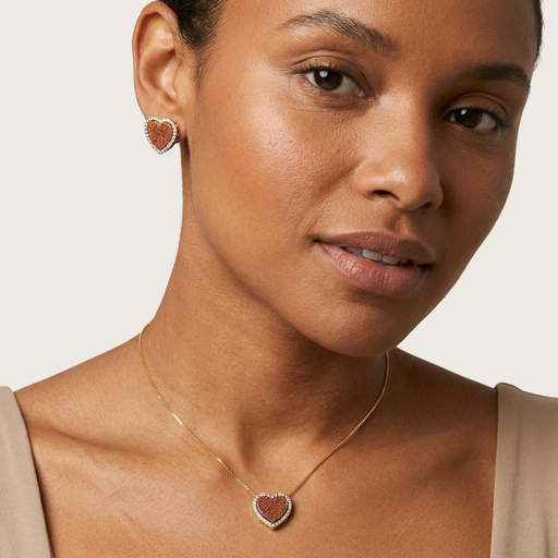 CONJUNTO FORMATO CORAÇÃO COM ZIRCONIA