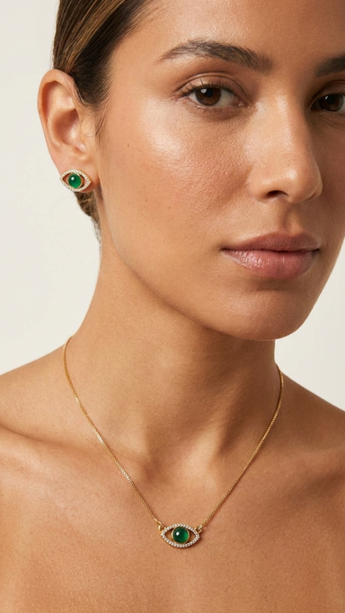 CONJUNTO A. VERDE OLHO GREGO COM ZIRCONIA