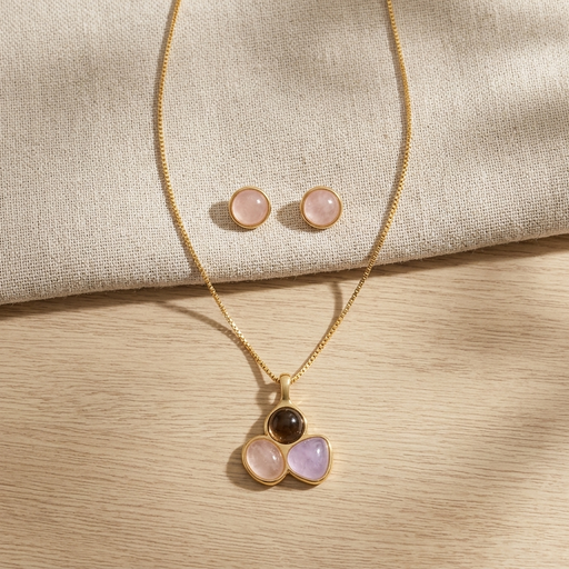 CONJUNTO FO COLAR  TRES PEDRAS NATURAIS 