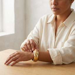 BRACELETE MAXI LISO ABAULADO M BAN. DOURADO