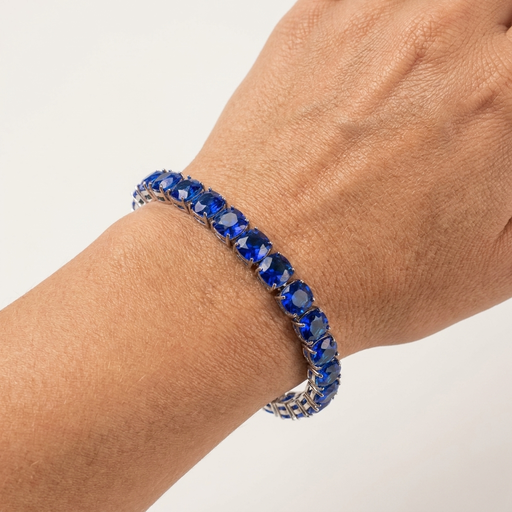 PULSEIRA RIVIERA GEMA SQUARE RODIO BRANCO AZUL ROYAL