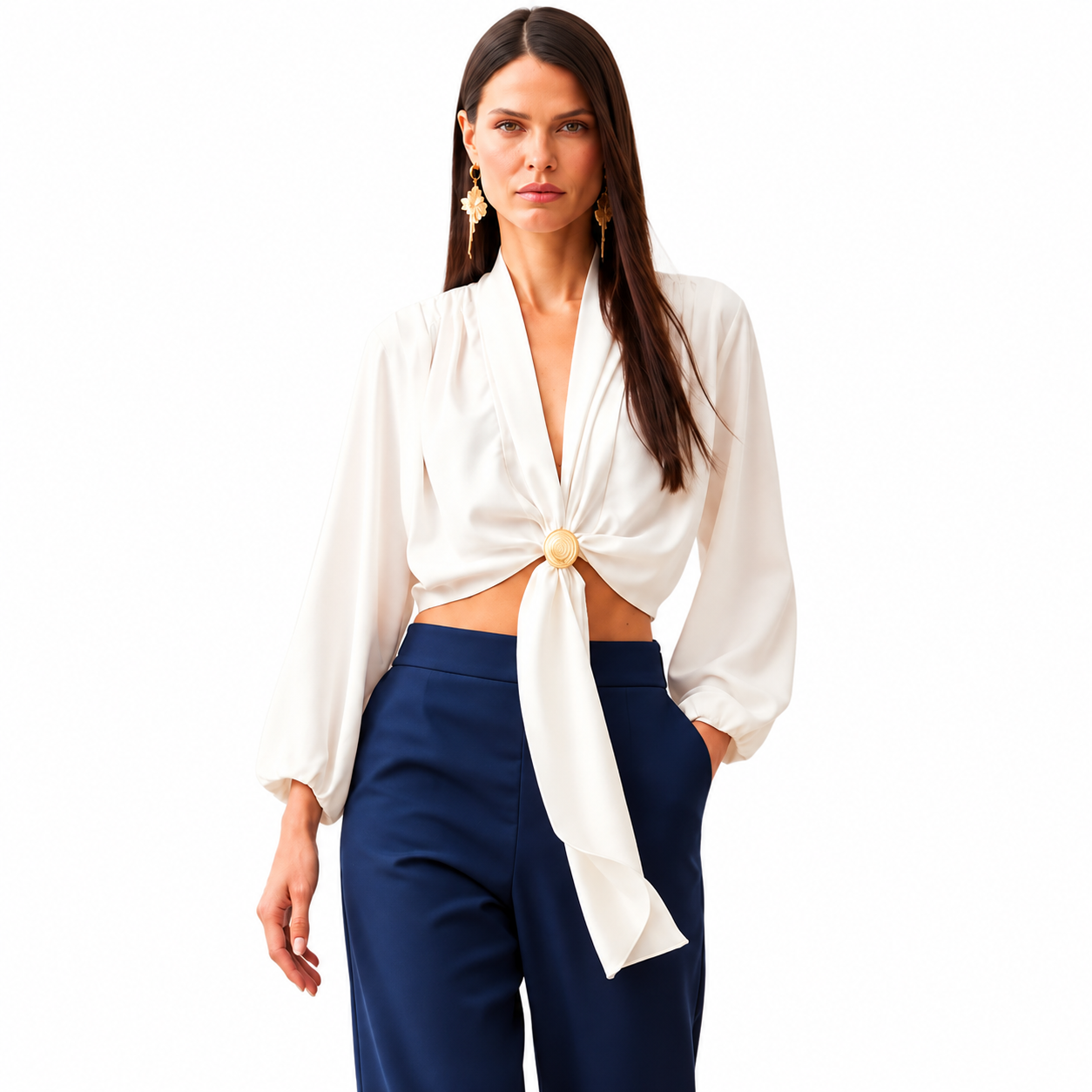 Blusa Feminina Cropped com Decote V