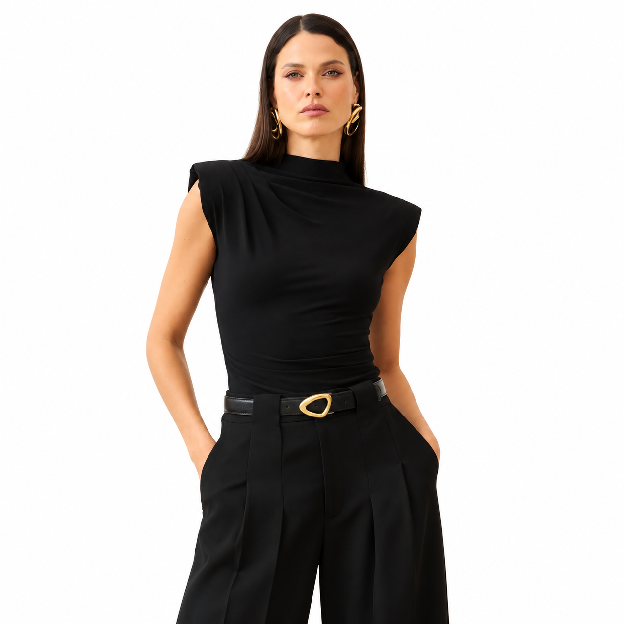 Blusa Feminina Ajustada com Pregas