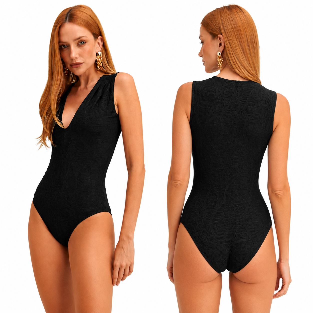 Body Feminino Ajustado Liso com Decote V