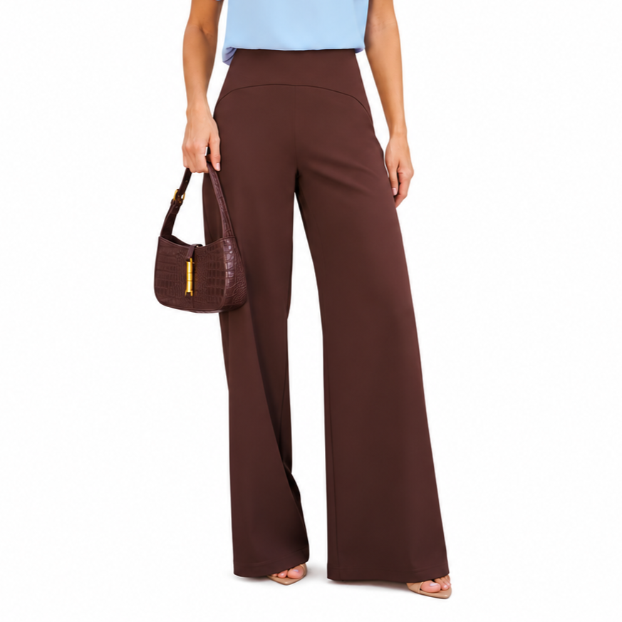Calça Reta em Twill com Pala Curva
