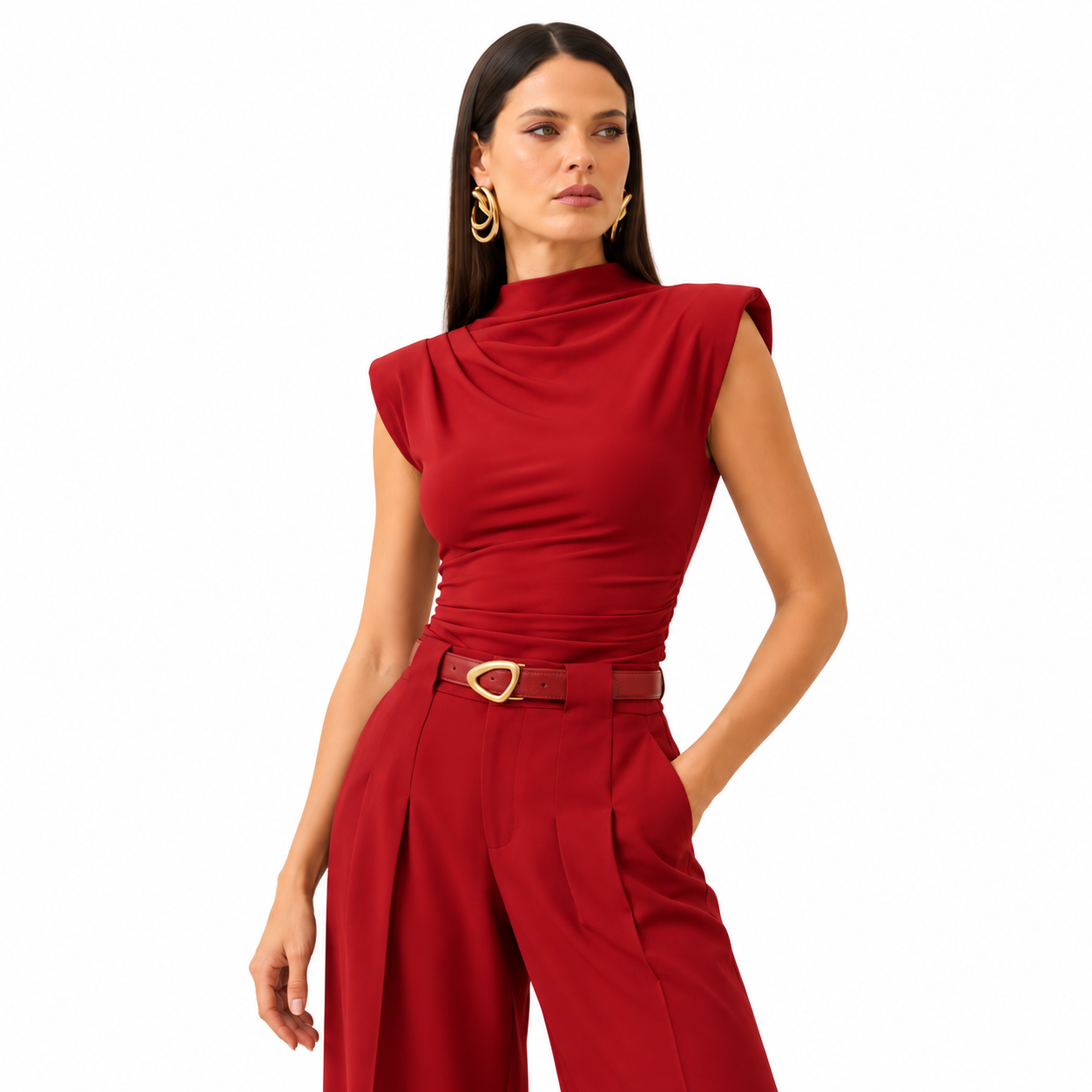 Blusa Feminina Ajustada com Pregas