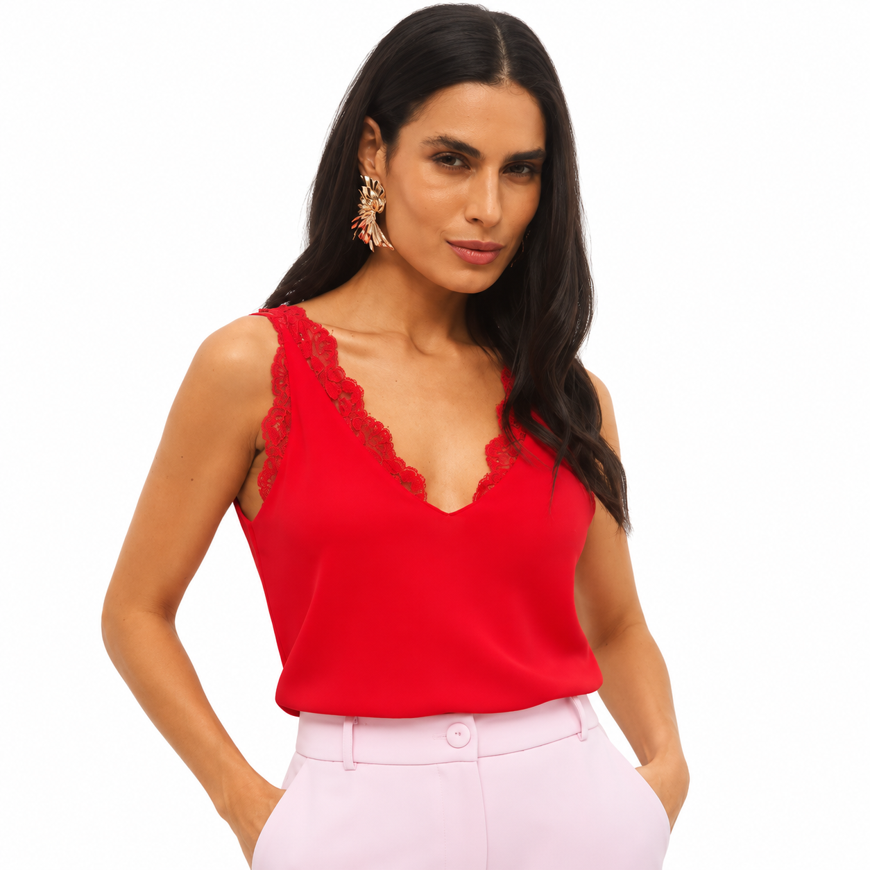 Blusa Feminina de Alças Duplas em Chiffon