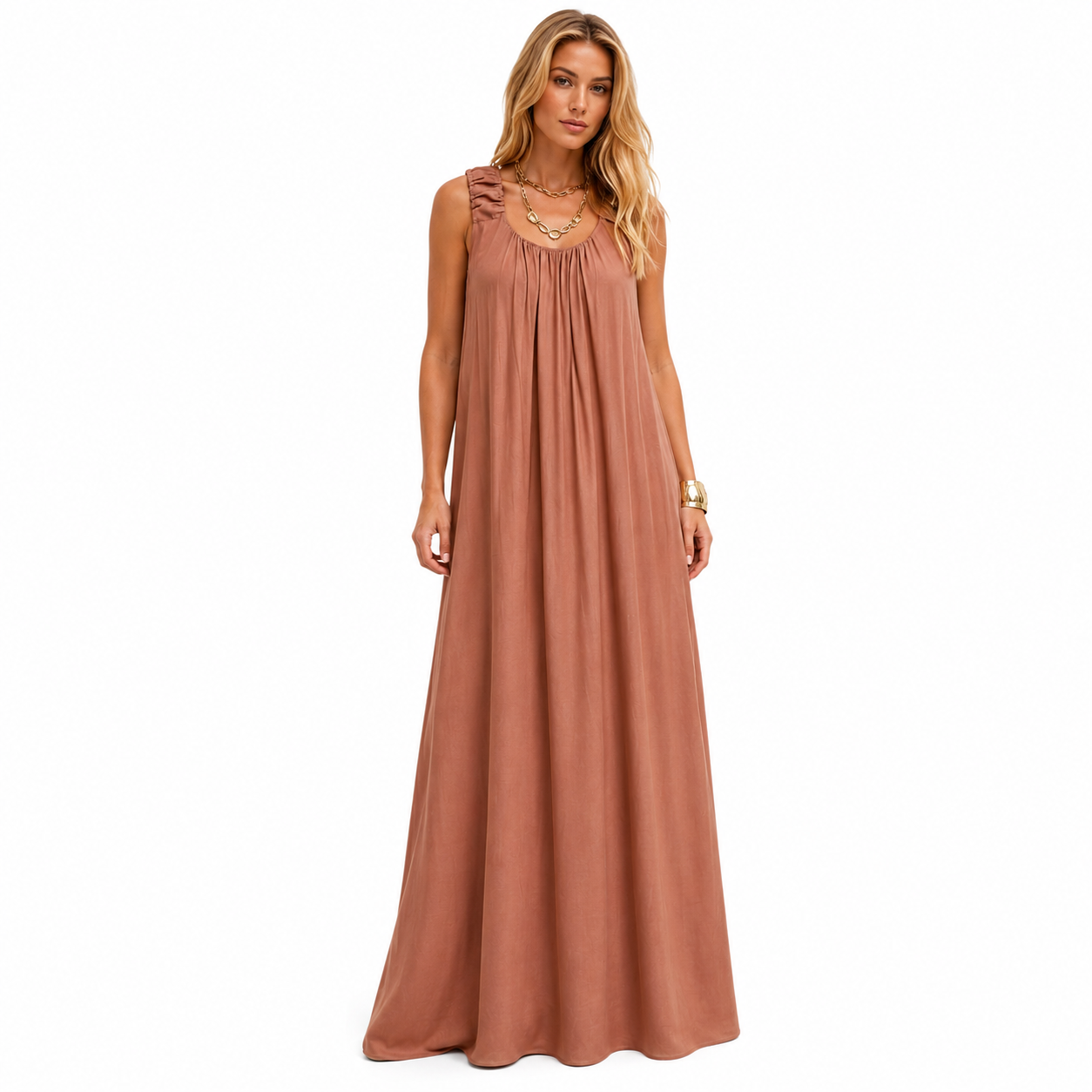 Vestido Longo Capri com Amarração nas Costas