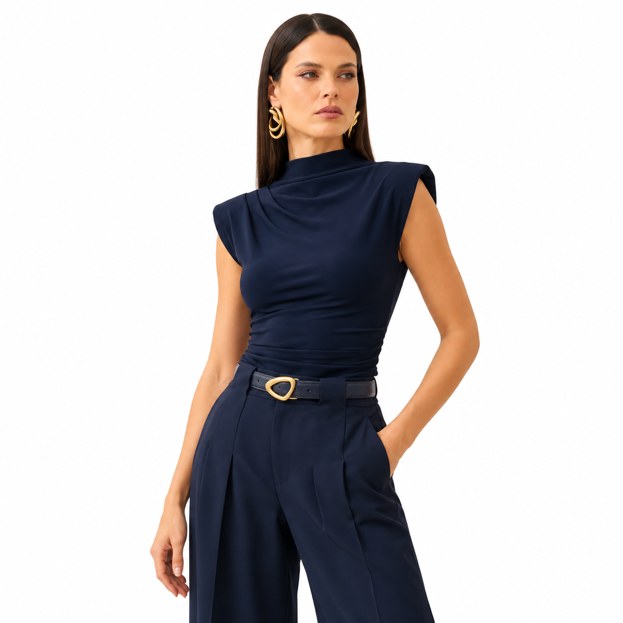 Blusa Feminina Ajustada com Pregas