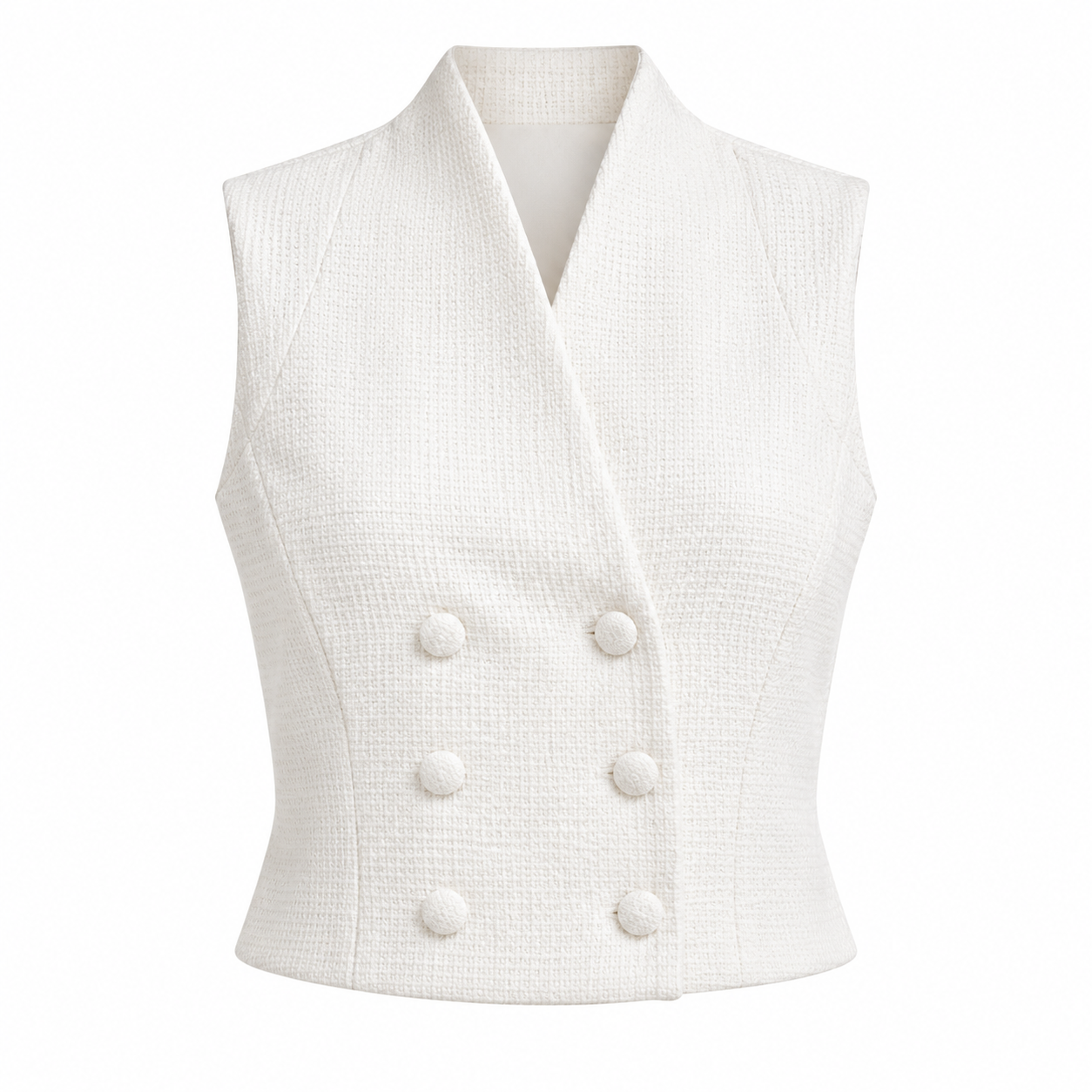 Blusa Estruturada Lisa com Abotoamento Duplo