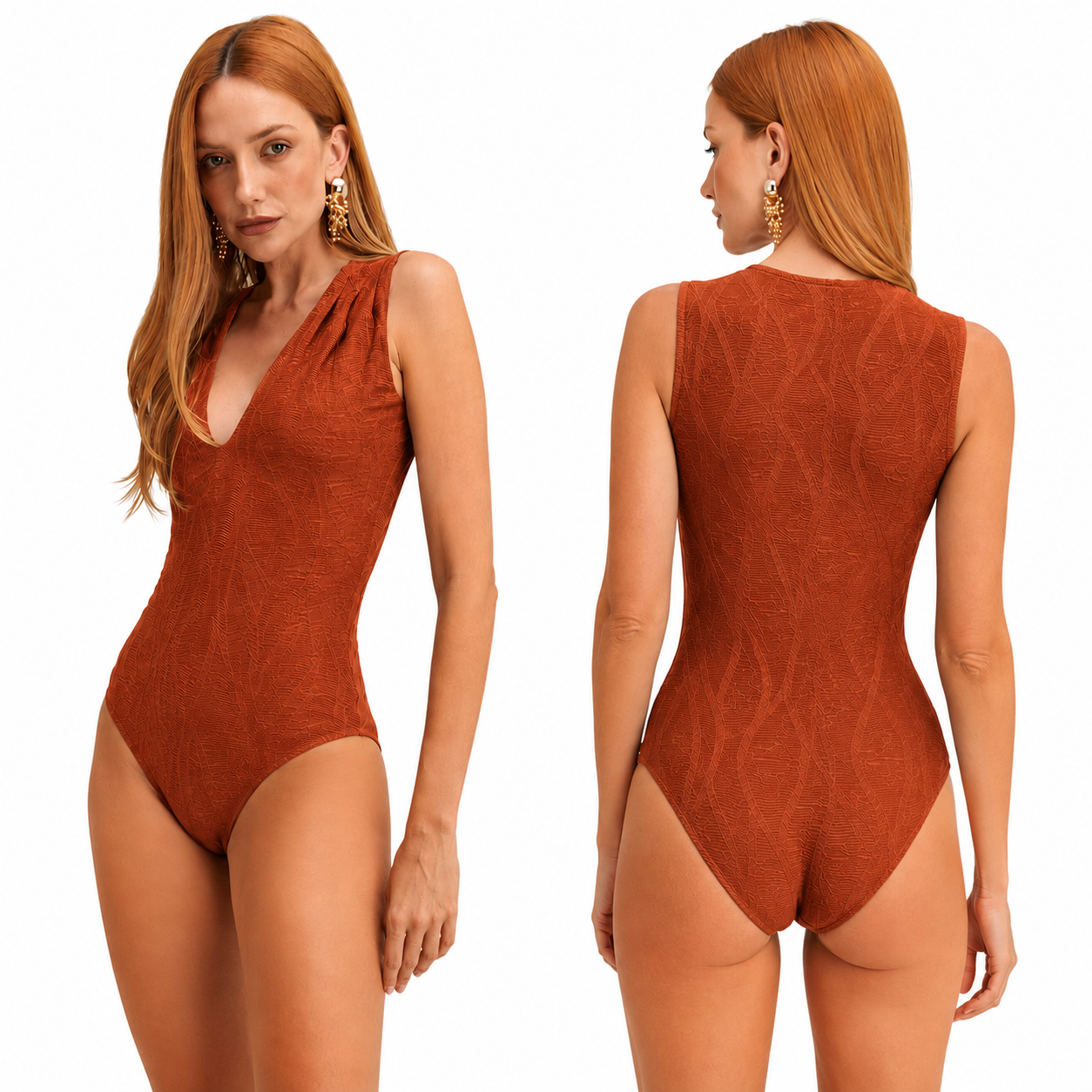 Body Feminino Ajustado Liso com Decote V