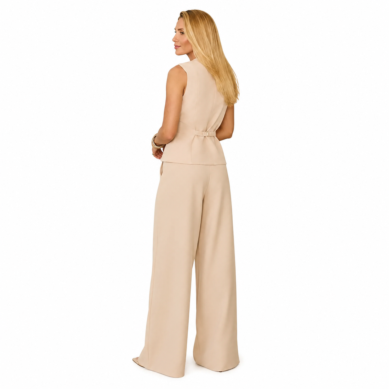 Conjunto Feminino de Alfaiataria com Pantalona e Blusa