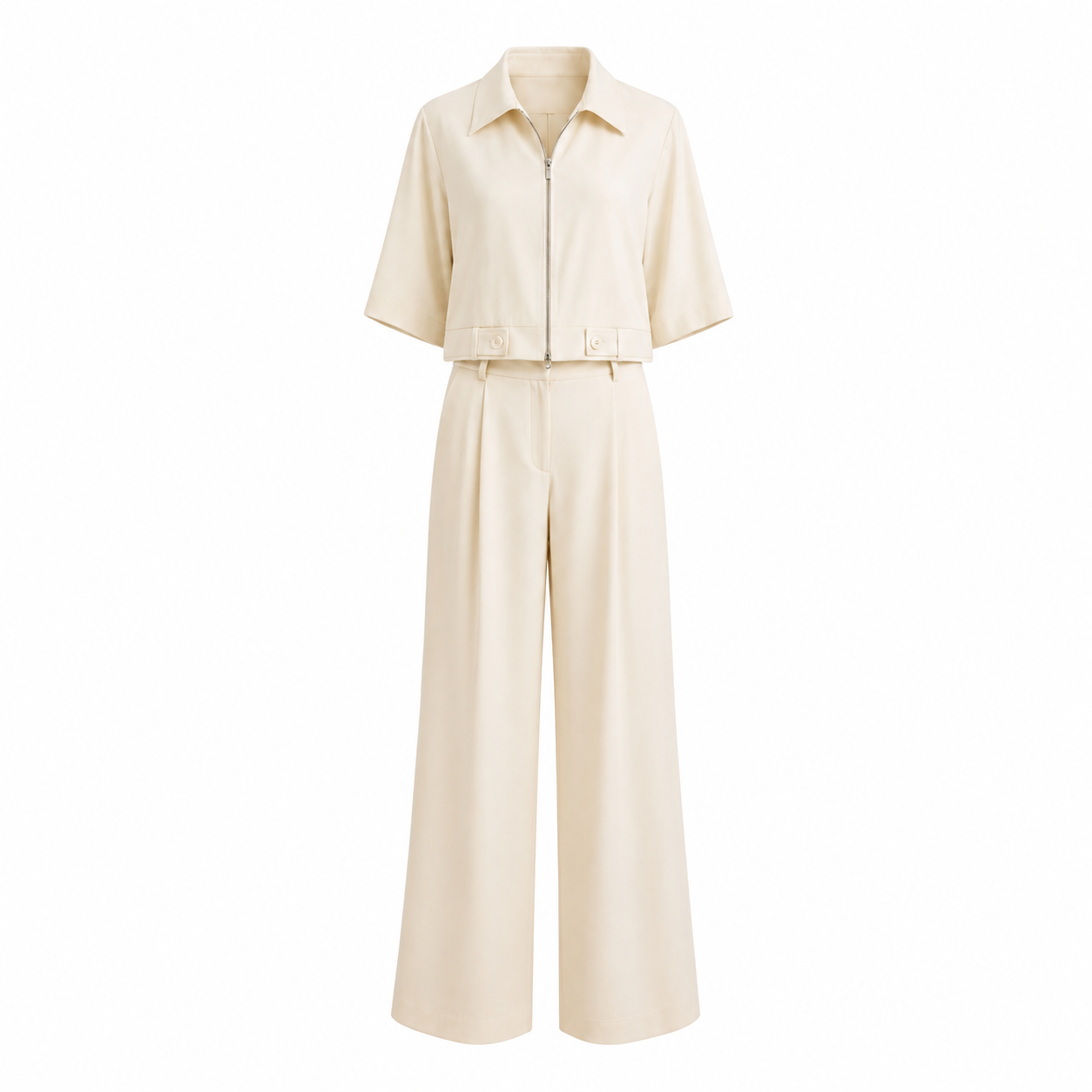 Conjunto Feminino em Crepe com Cal&ccedil;a de Pregas