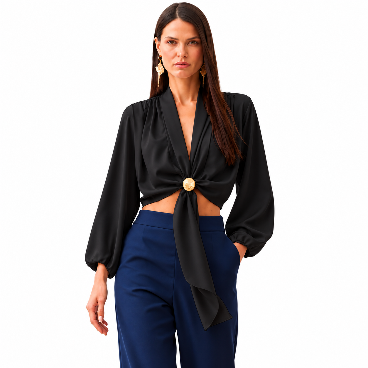 Blusa Feminina Cropped com Decote V