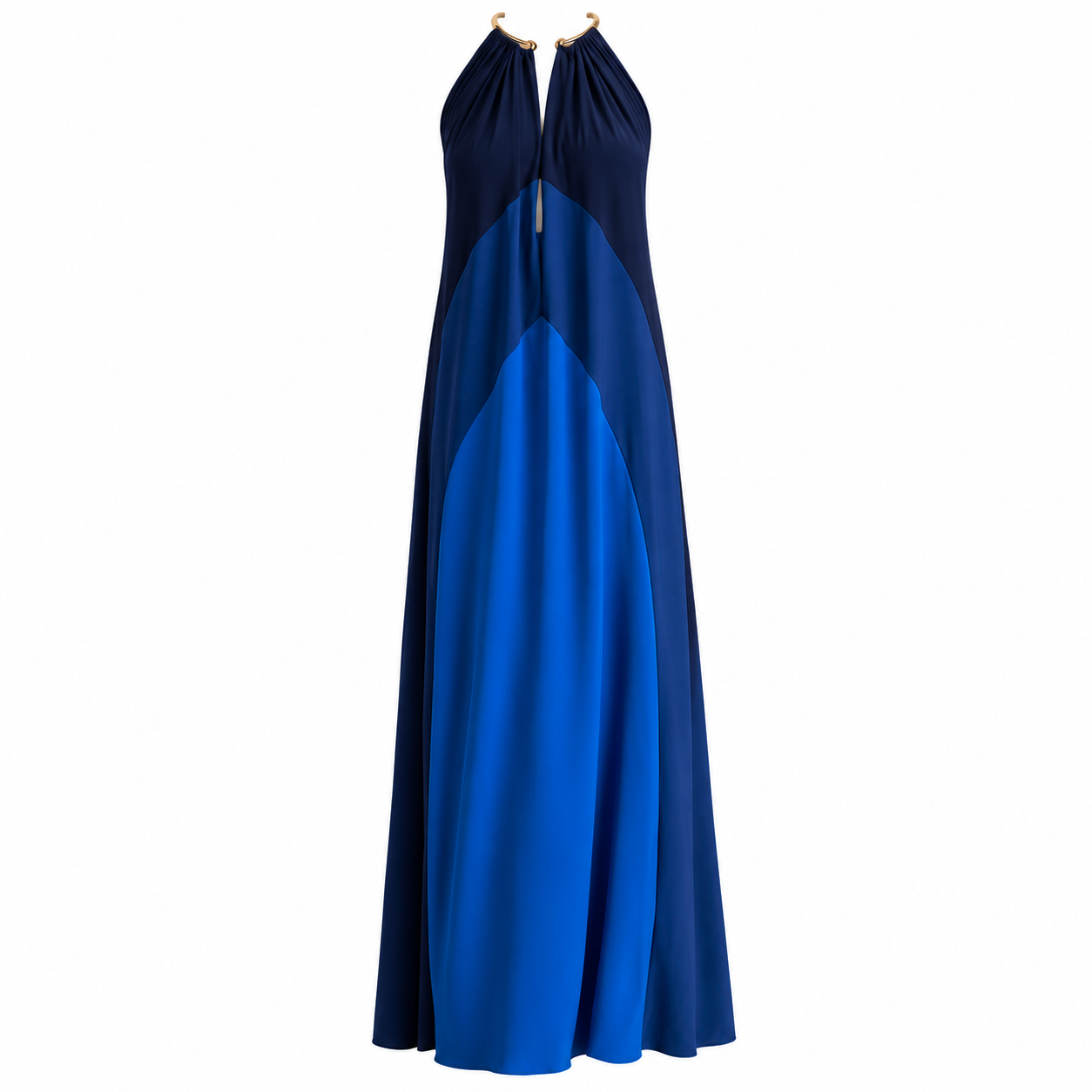 Vestido Longo Frente Única com Recortes
