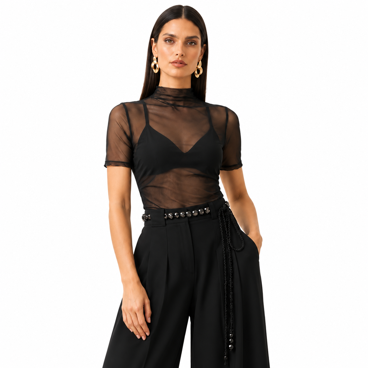 Blusa Feminina Ajustada com Gola Alta