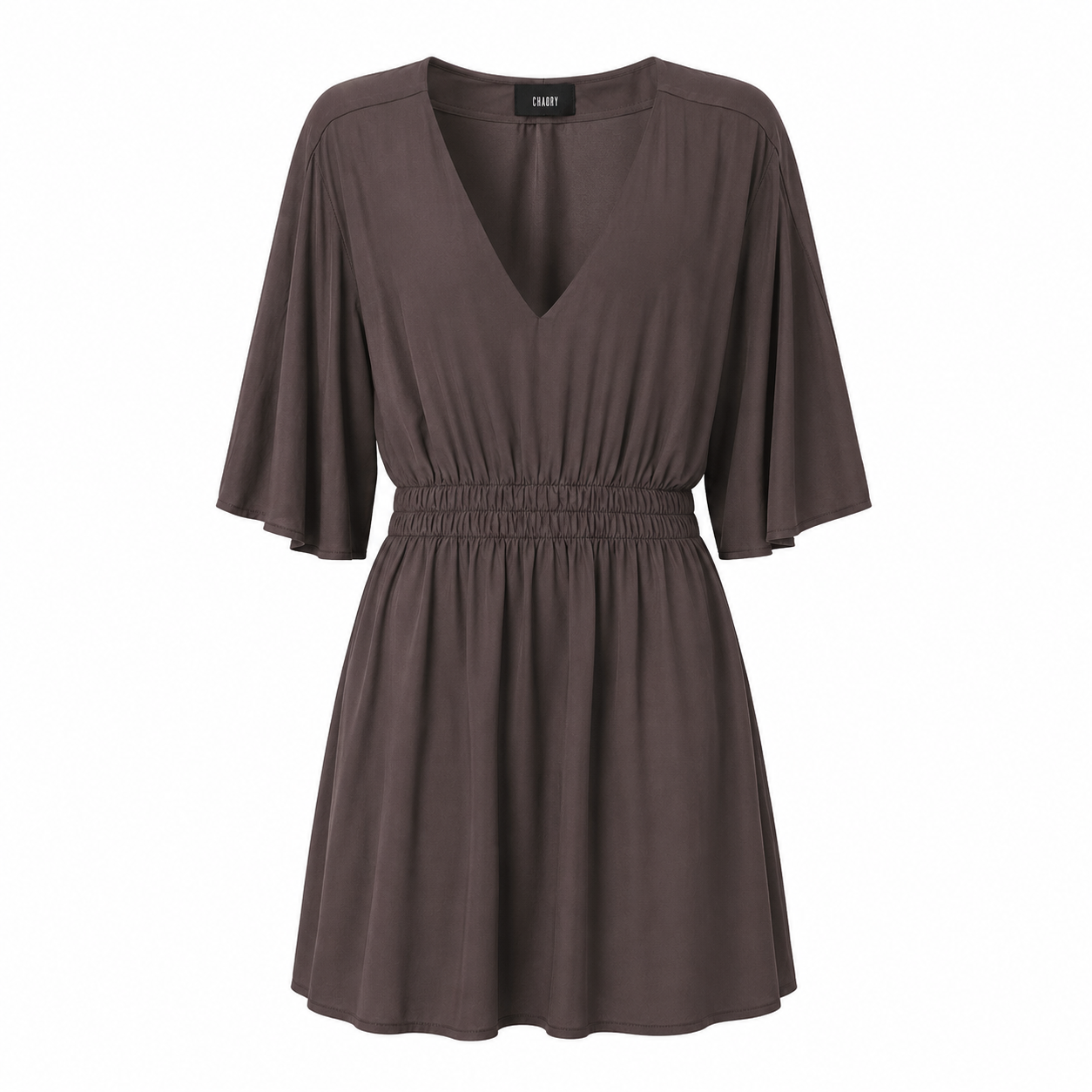 Vestido Curto Liso com Decote V