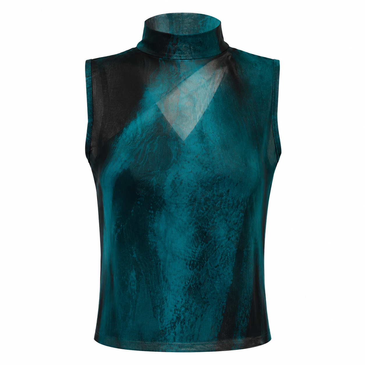 Blusa Ajustada Estampada com Gola Alta