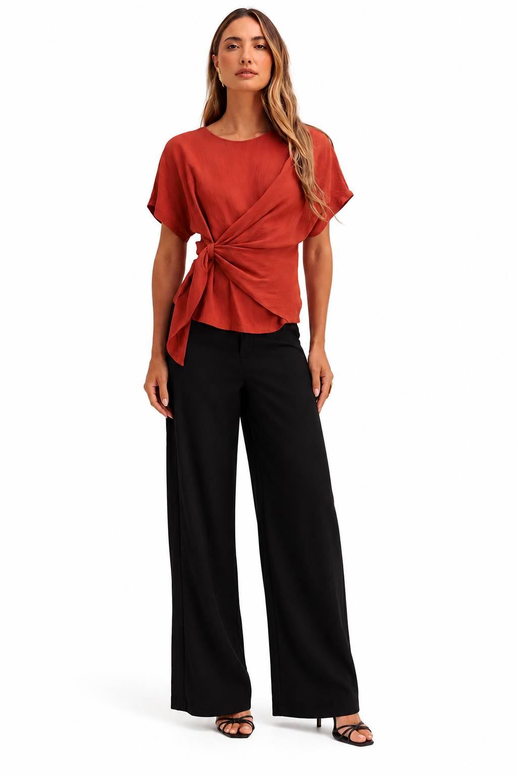 Calça Feminina Wide Leg com Recortes