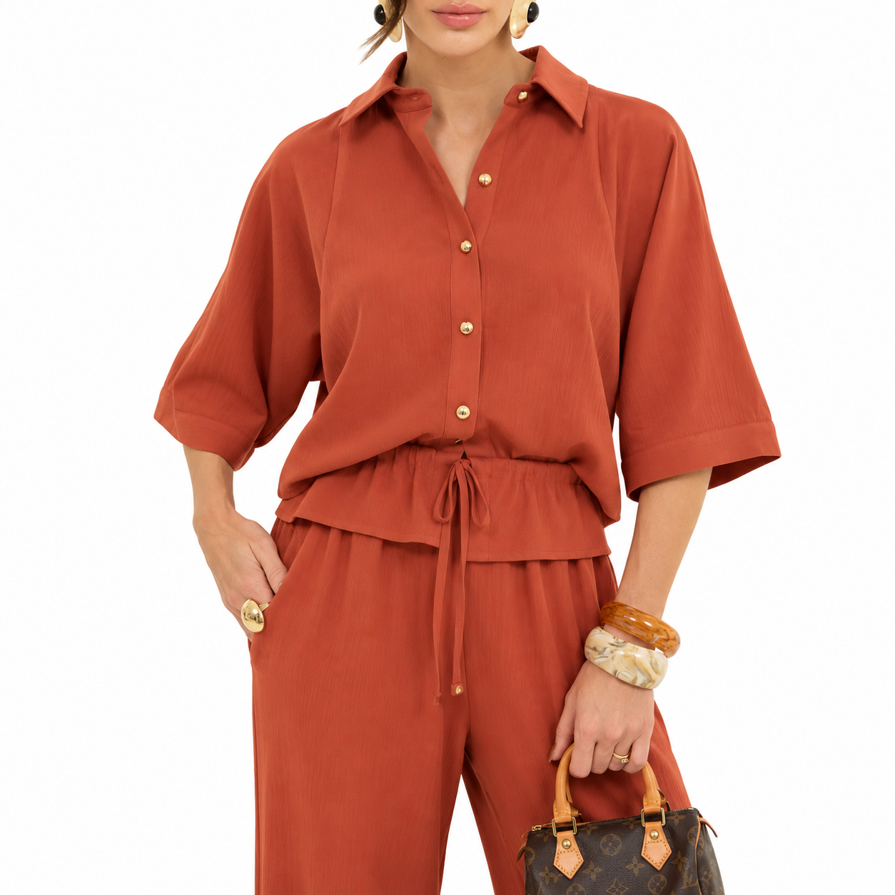 Camisa Feminina de Alfaiataria com Mangas Amplas